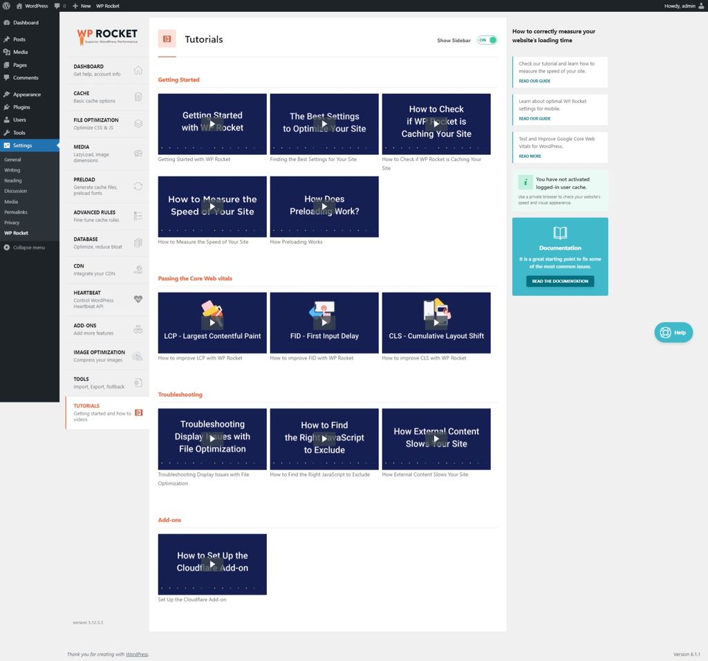 WP Rocket Tutorials page. WP Rocket Tutorials page.