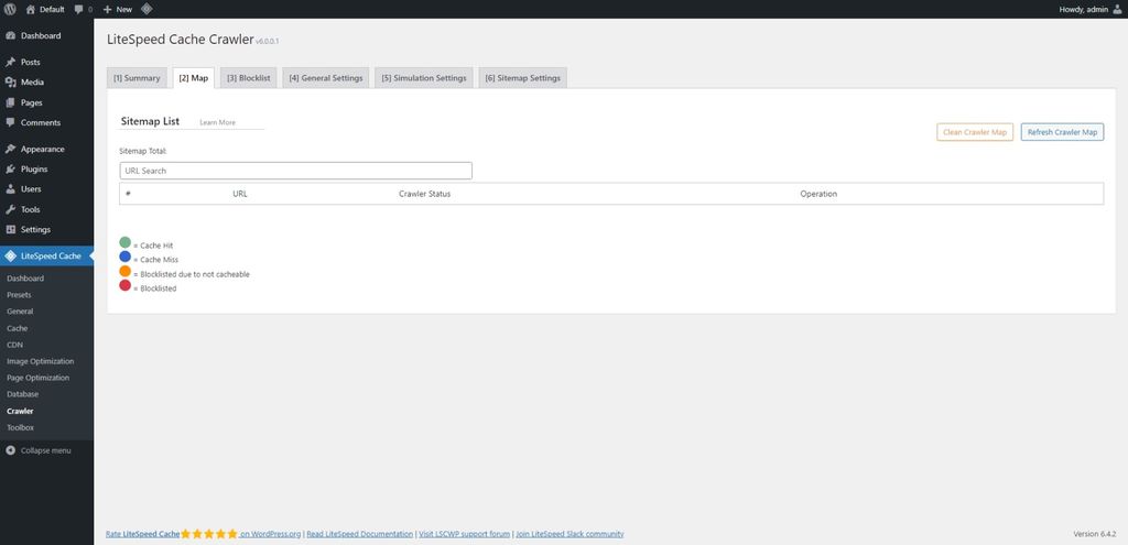 LiteSpeed Cache: Crawler page > Map tab. LiteSpeed Cache: Crawler page > Map tab.