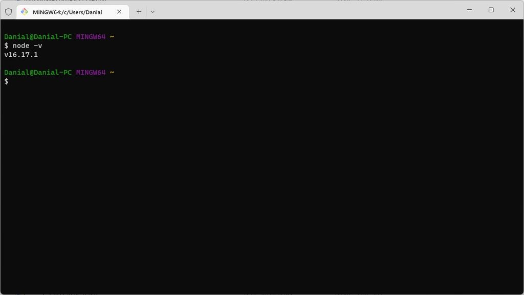 Using the node -v command to check the currently installed version of Node.js. Using the node -v command to check the currently installed version of Node.js.