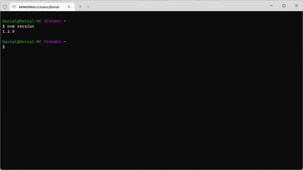 Using the nvm version command to check the currently installed version of nvm. Using the nvm version command to check the currently installed version of nvm.