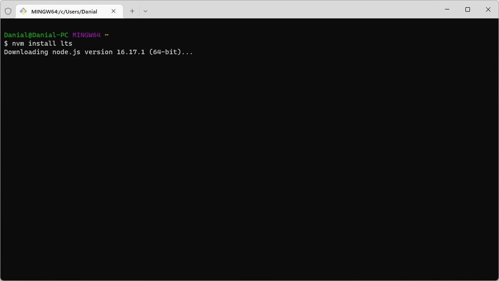 Using the nvm install lts command to install the LTS version of Node.js. Using the nvm install lts command to install the LTS version of Node.js.