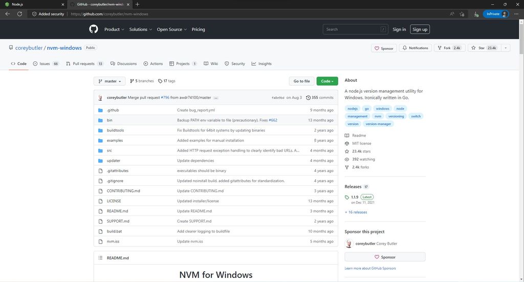 nvm-windows GitHub repository. nvm-windows GitHub repository.