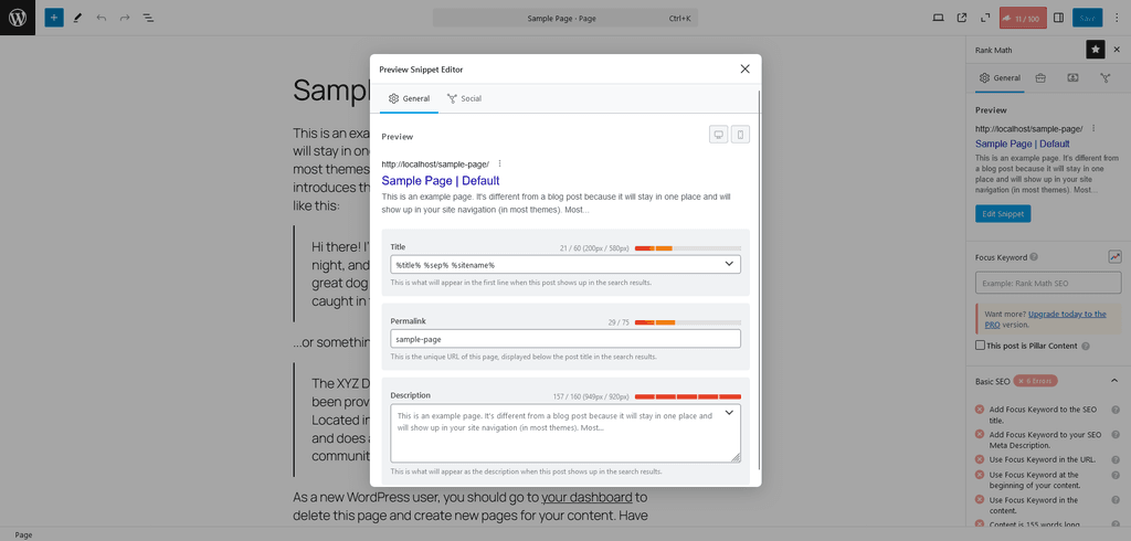 Rank Math Snippet Editor β General tab. Rank Math Snippet Editor β General tab.