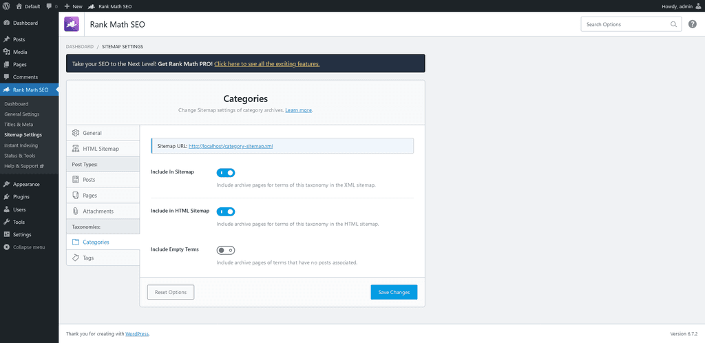 Sitemap Settings > Categories tab. Sitemap Settings > Categories tab.