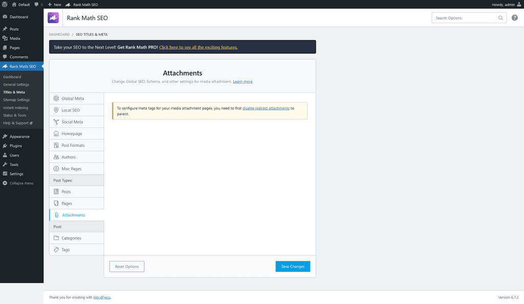 Titles & Meta > Attachments tab. Titles & Meta > Attachments tab.