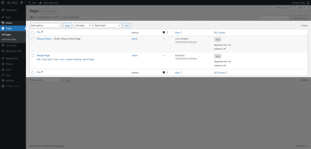 Viewing the SEO details of WordPress content. Viewing the SEO details of WordPress content.