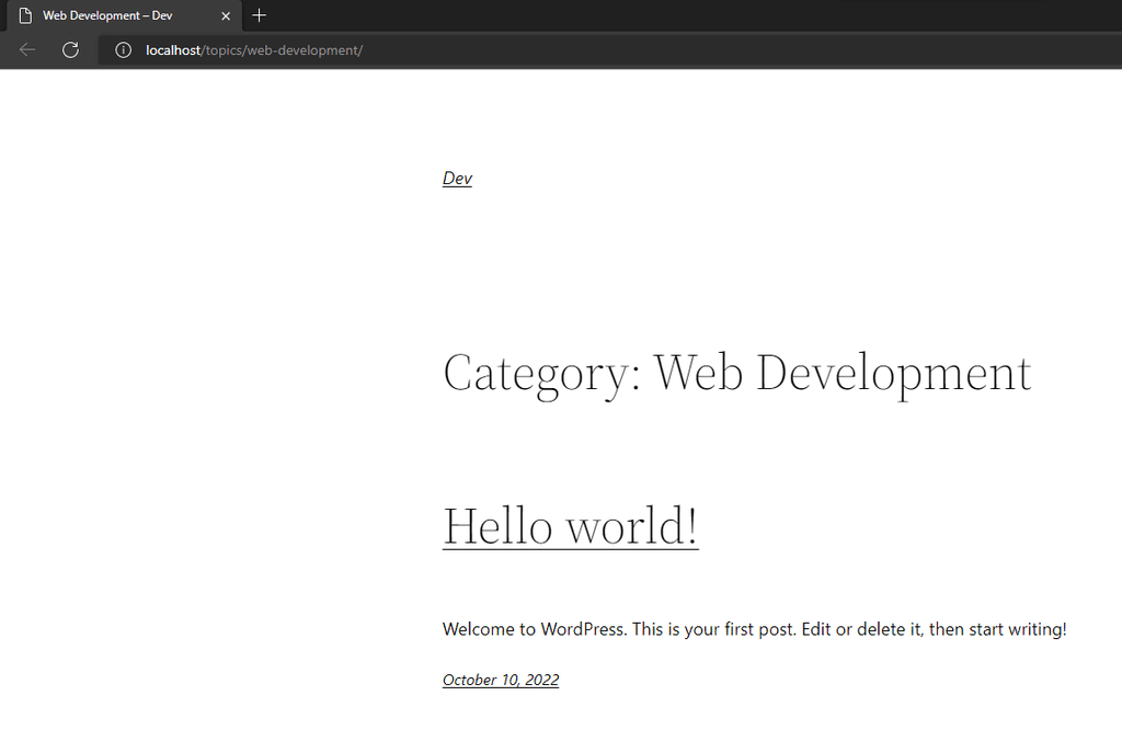 Changing the Category base to topics from WordPress Permalinks options. Changing the Category base to topics from WordPress Permalinks options.